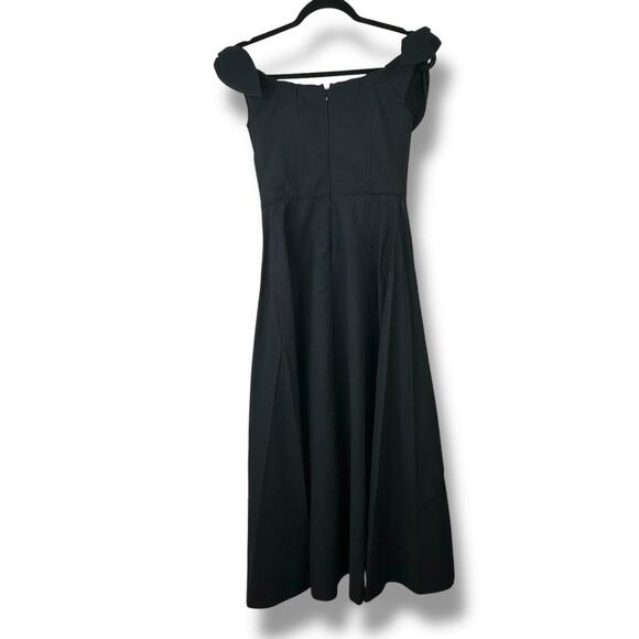 Tanya Taylor NWT Ashland Black Cotton Sweetheart Off-The-Shoulder Midi Dress - Picture 9 of 13